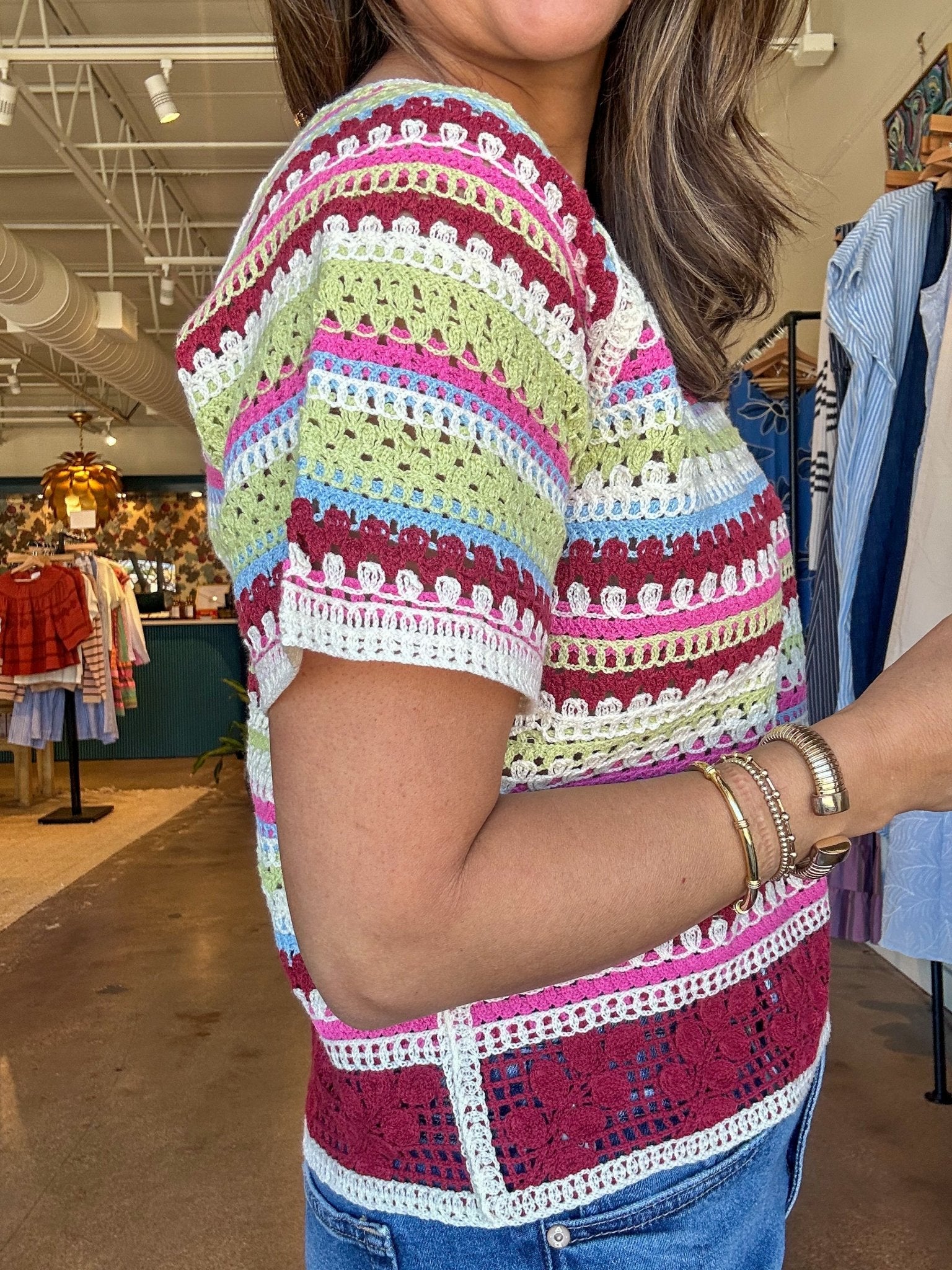 Bandie Short Sleeve Stripe Sweater - Elle Maxine