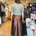 Barbara Satin Skirt - Bronze - Elle Maxine