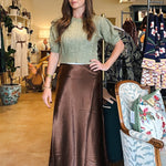 Barbara Satin Skirt - Bronze - Elle Maxine