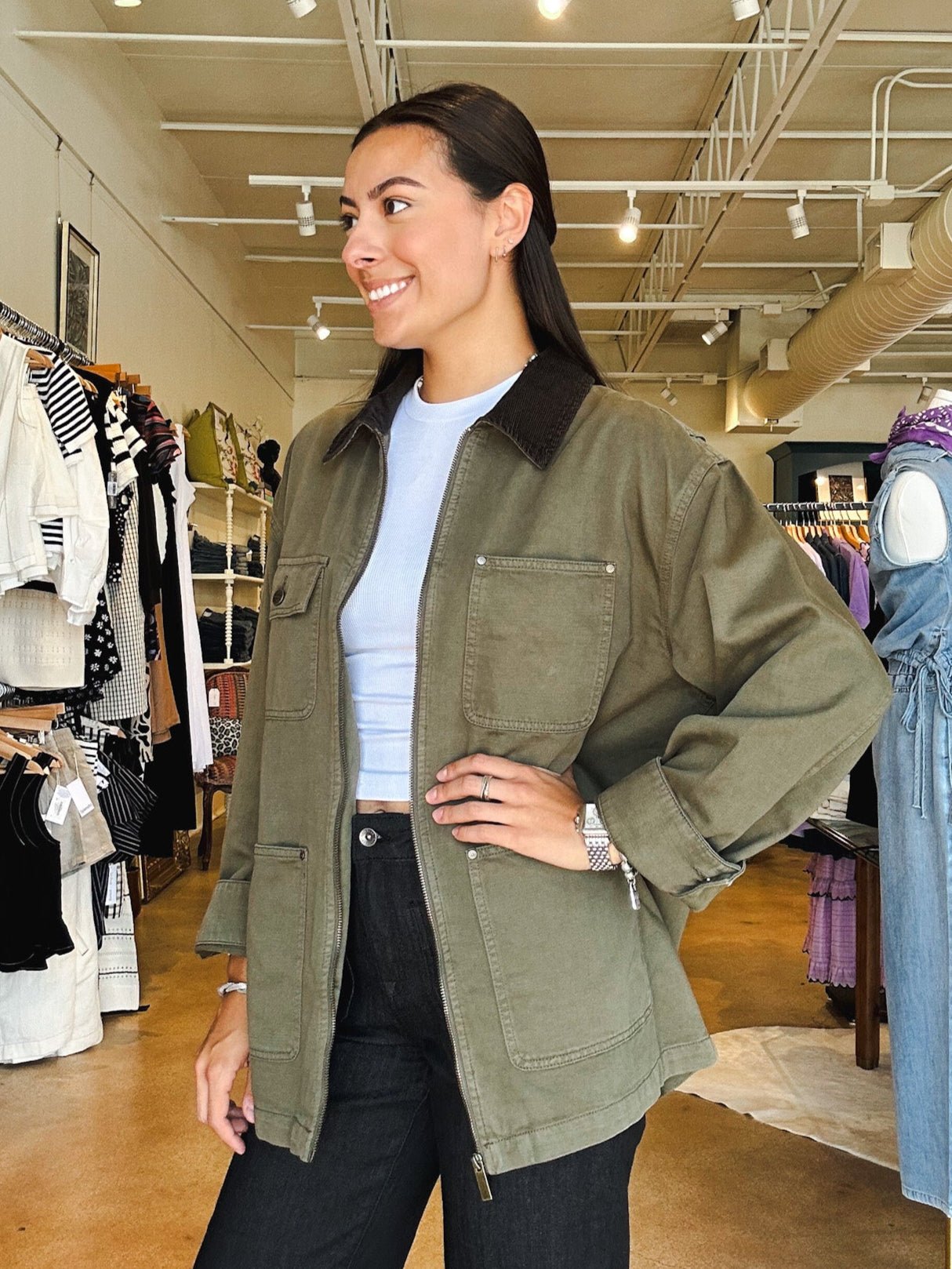 Barn Jacket - Burnt Olive - Elle Maxine