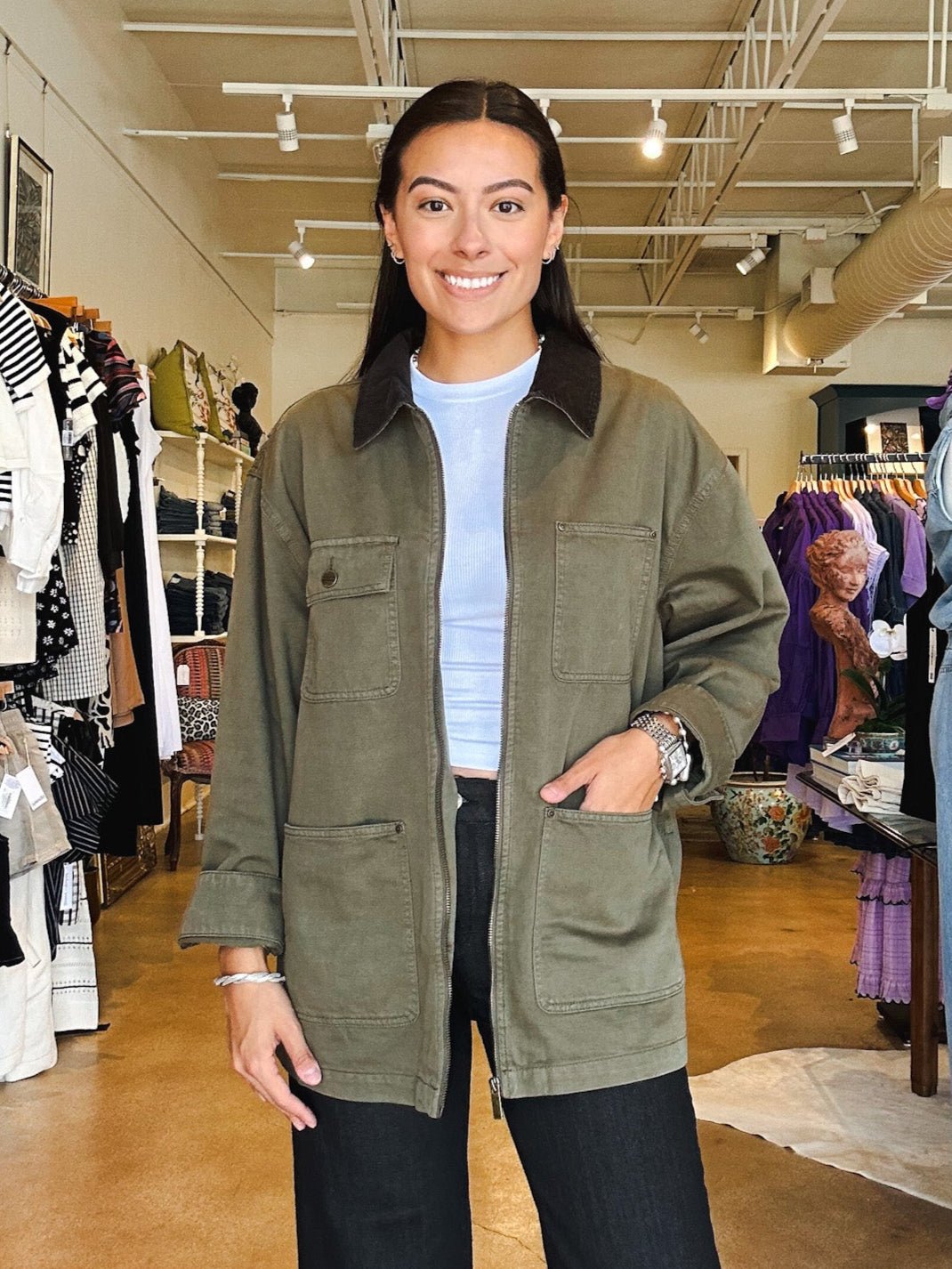 Barn Jacket - Burnt Olive - Elle Maxine