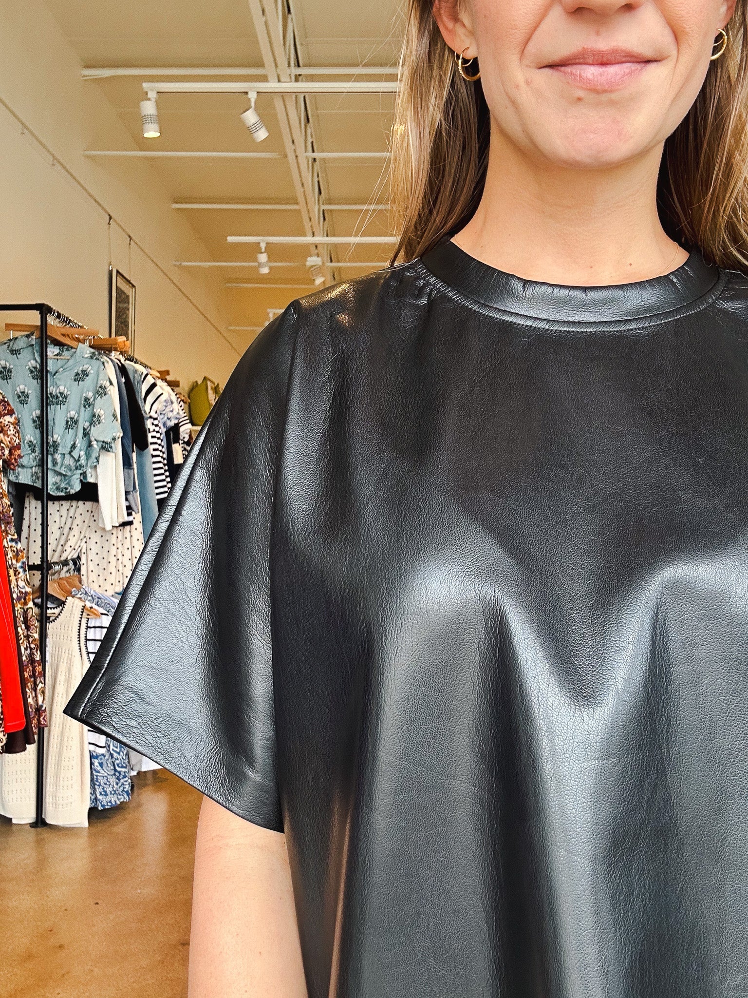 Bazin Leather Tee - Elle Maxine