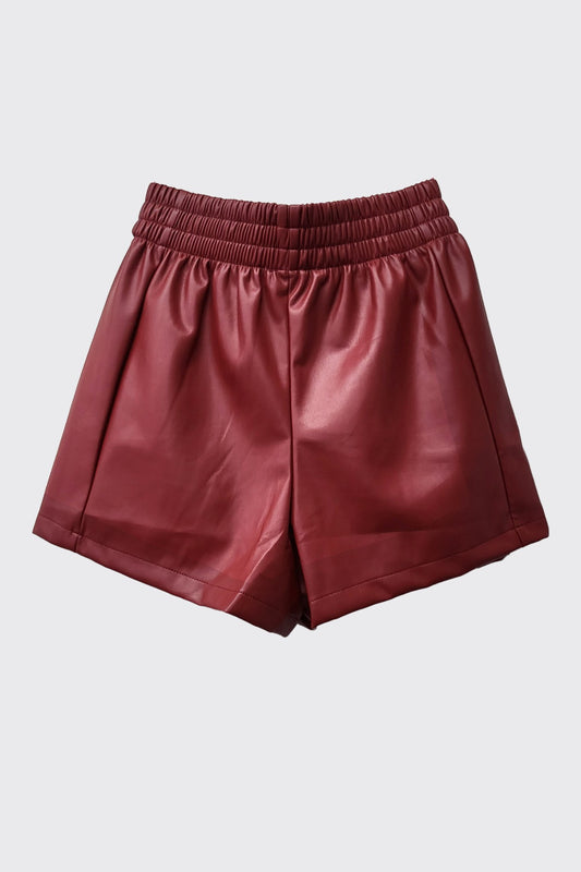 Macy Leather Shorts- Red