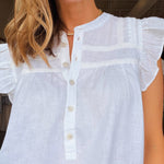 Beckett Linen Blend Top - White - Elle Maxine