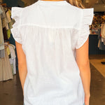 Beckett Linen Blend Top - White - Elle Maxine