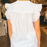 Beckett Linen Blend Top - White - Elle Maxine