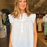 Beckett Linen Blend Top - White - Elle Maxine