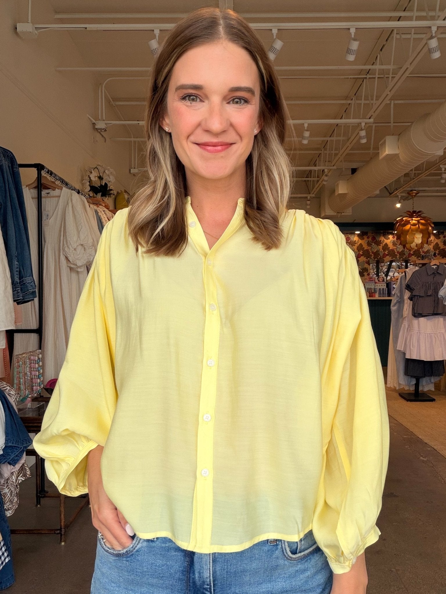 Bella Voile Blouse - Lemon - Elle Maxine