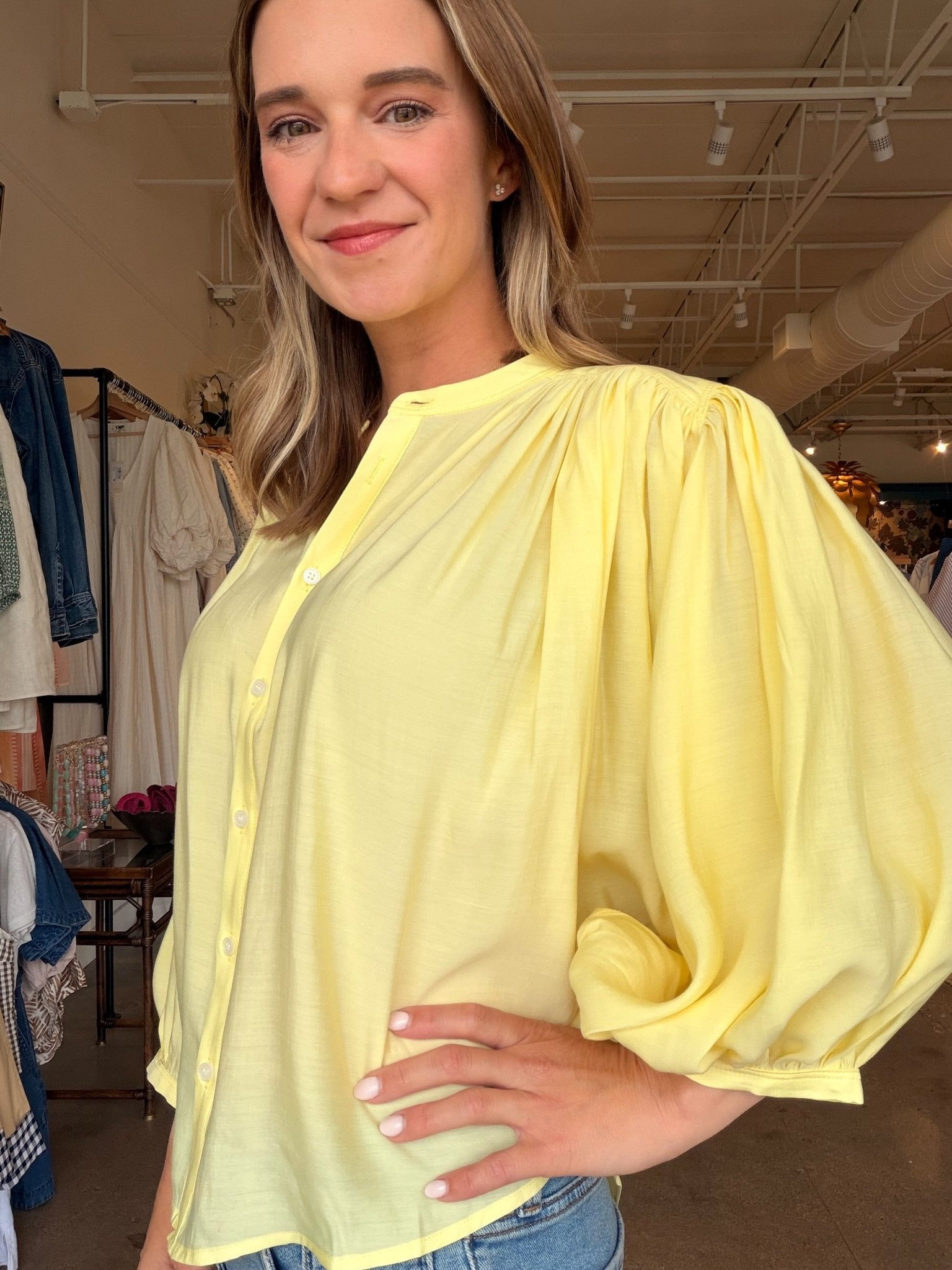 Bella Voile Blouse - Lemon - Elle Maxine