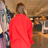Belle Button Down Top - Tomato - Elle Maxine