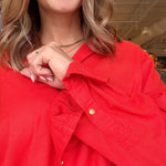 Belle Button Down Top - Tomato - Elle Maxine