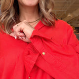 Belle Button Down Top - Tomato - Elle Maxine