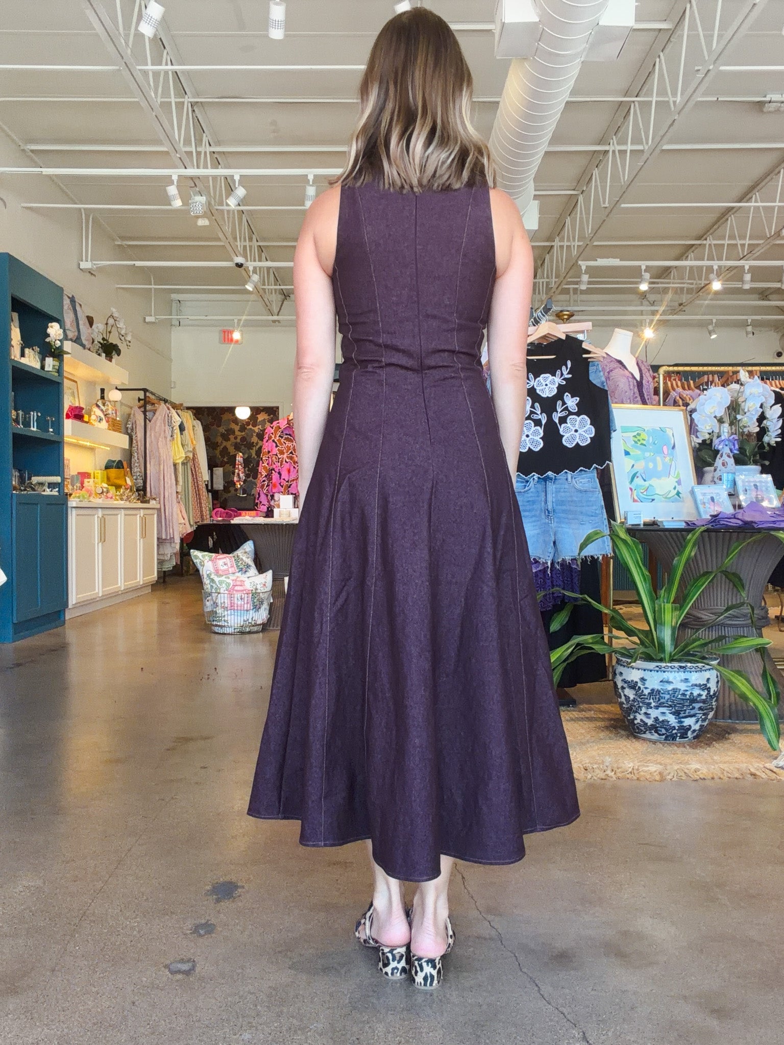 Berry Denim Maxi Dress - Elle Maxine