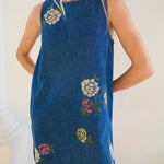 Betsy Floral Cross Stitch Denim Dress - Elle Maxine