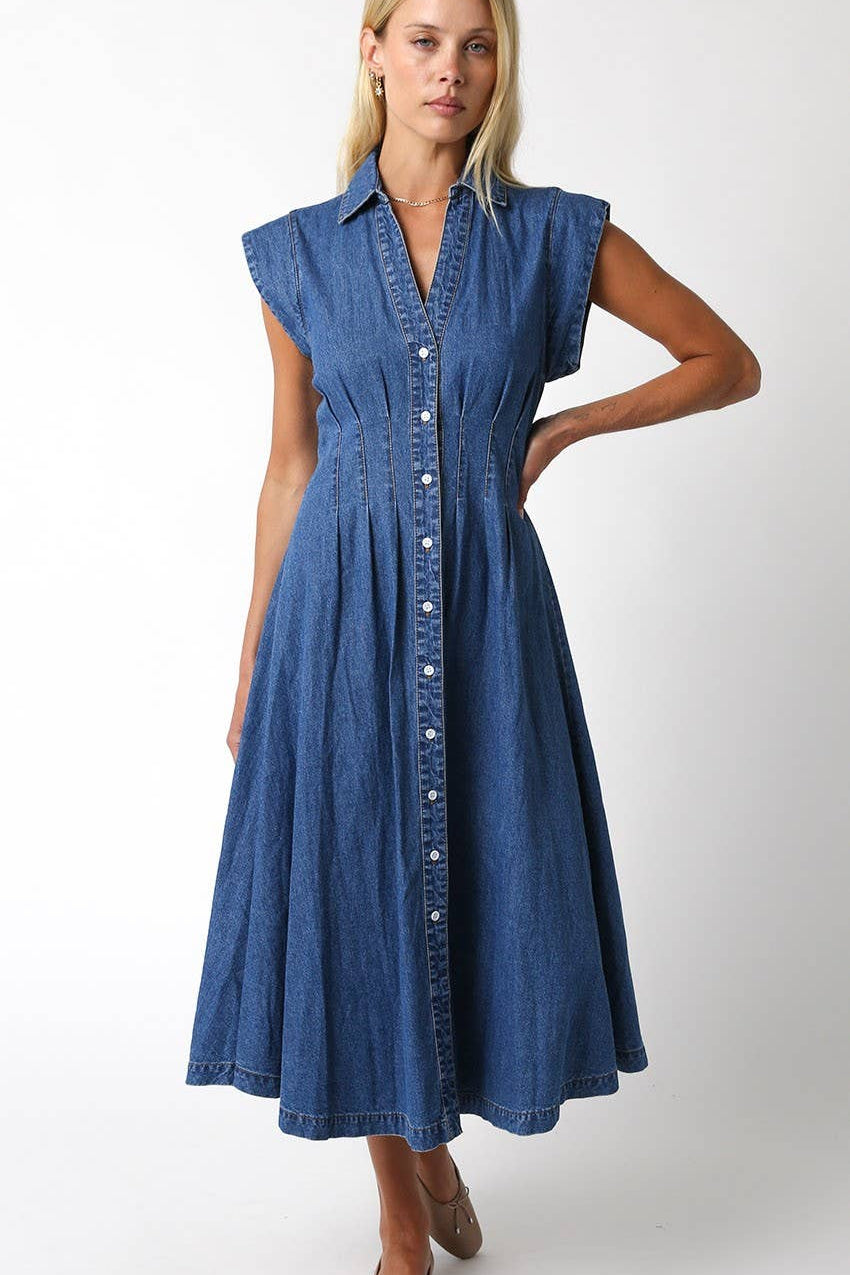 Blair Denim Midi Dress - Elle Maxine