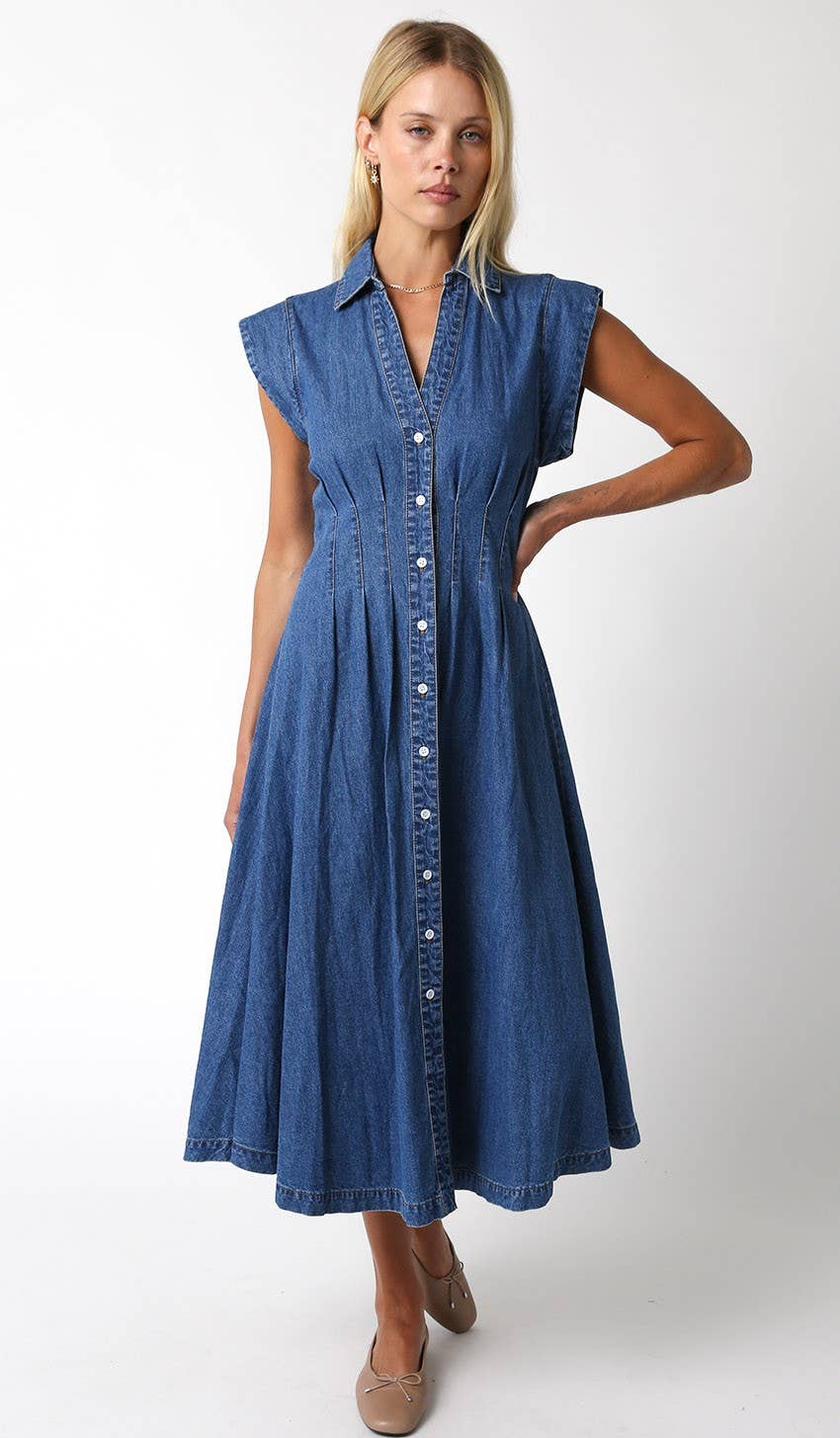 Blair Denim Midi Dress - Elle Maxine