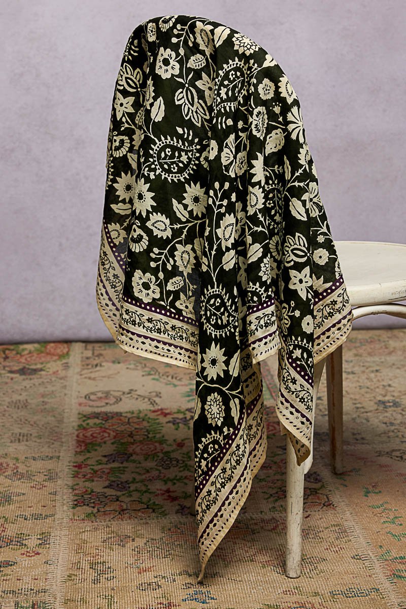 Block Printed Cotton Scarf - Elle Maxine