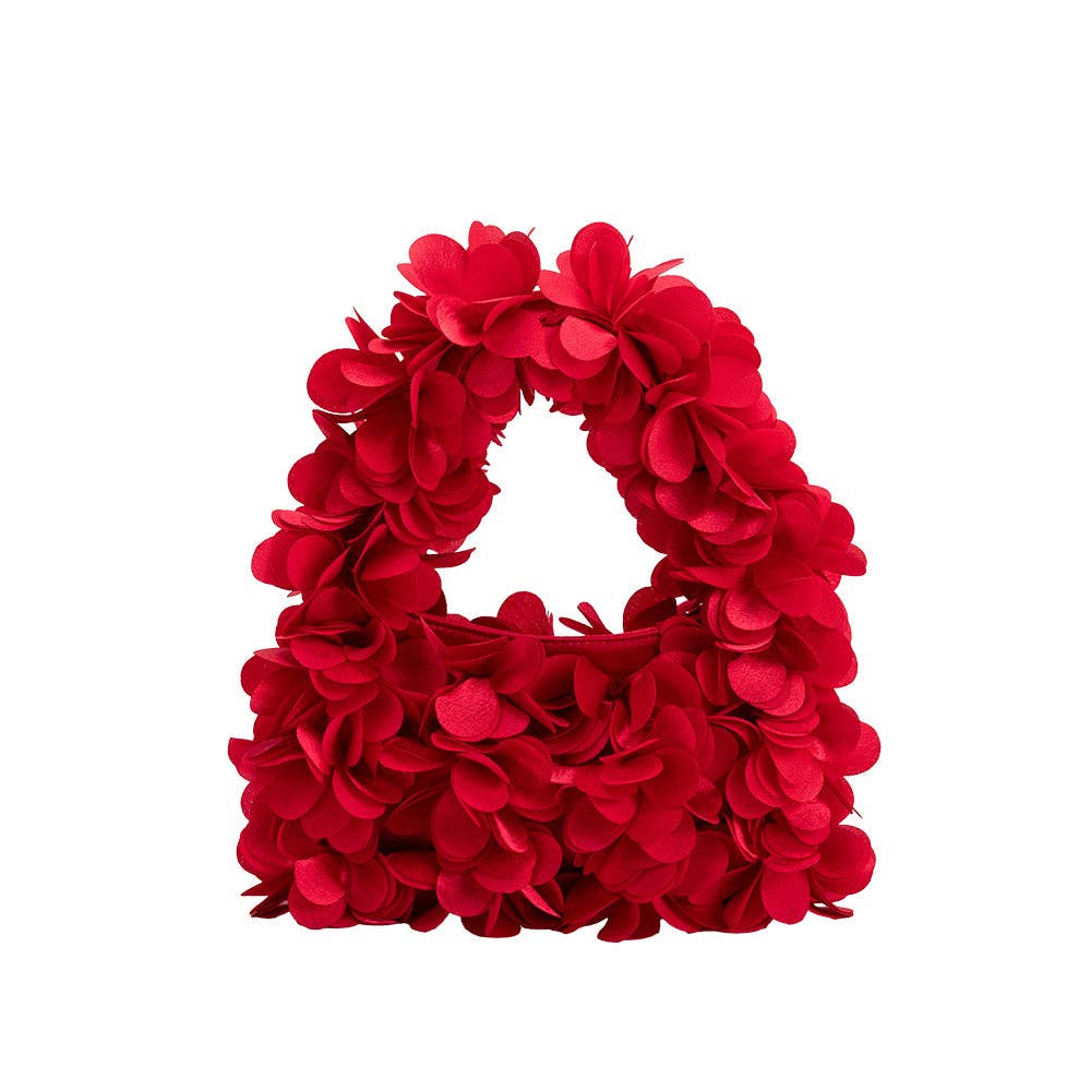 Bloom Red Satin Top Handle Bag - Elle Maxine