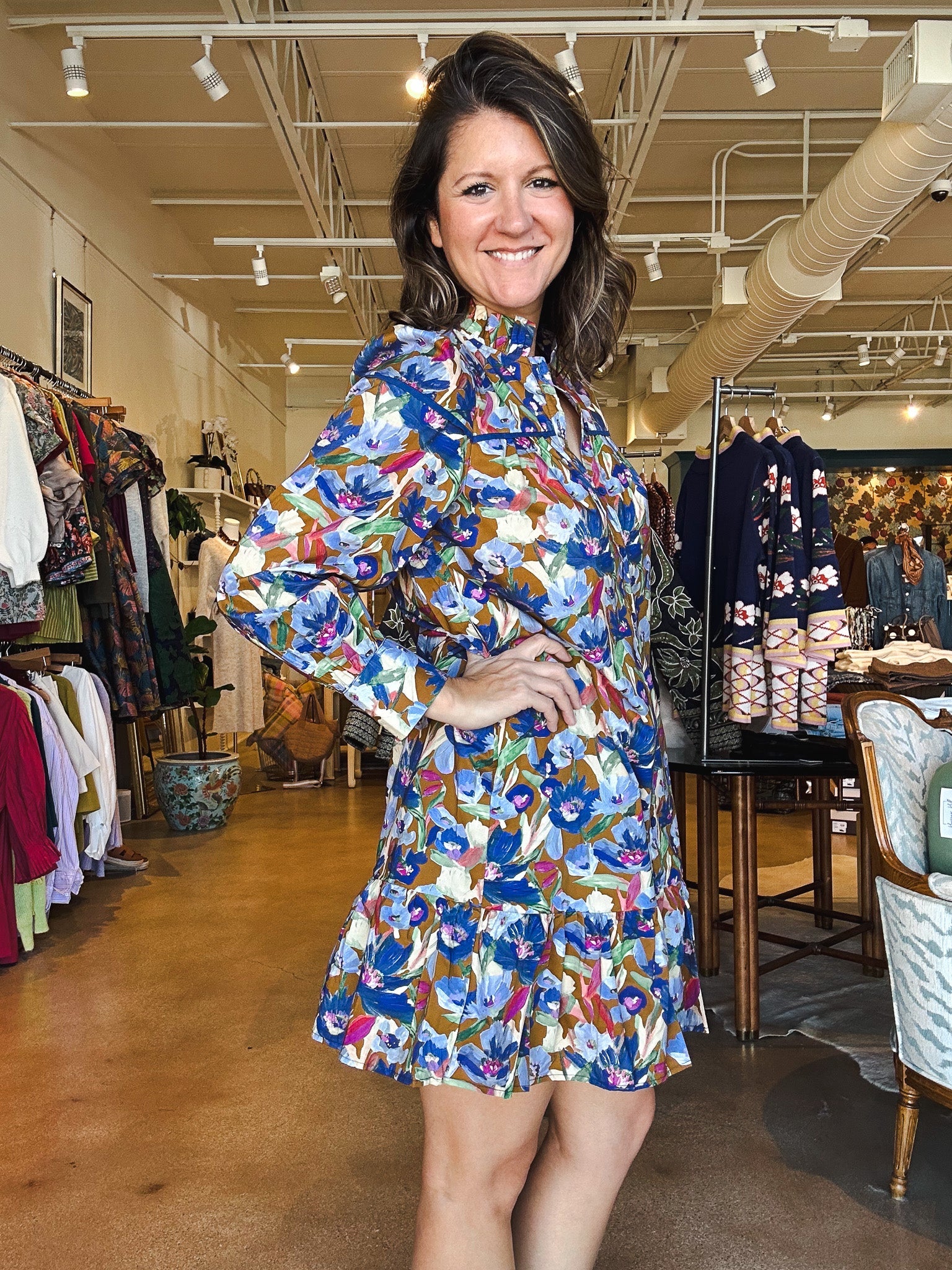 Blue Meadow Flounce Dress - Elle Maxine