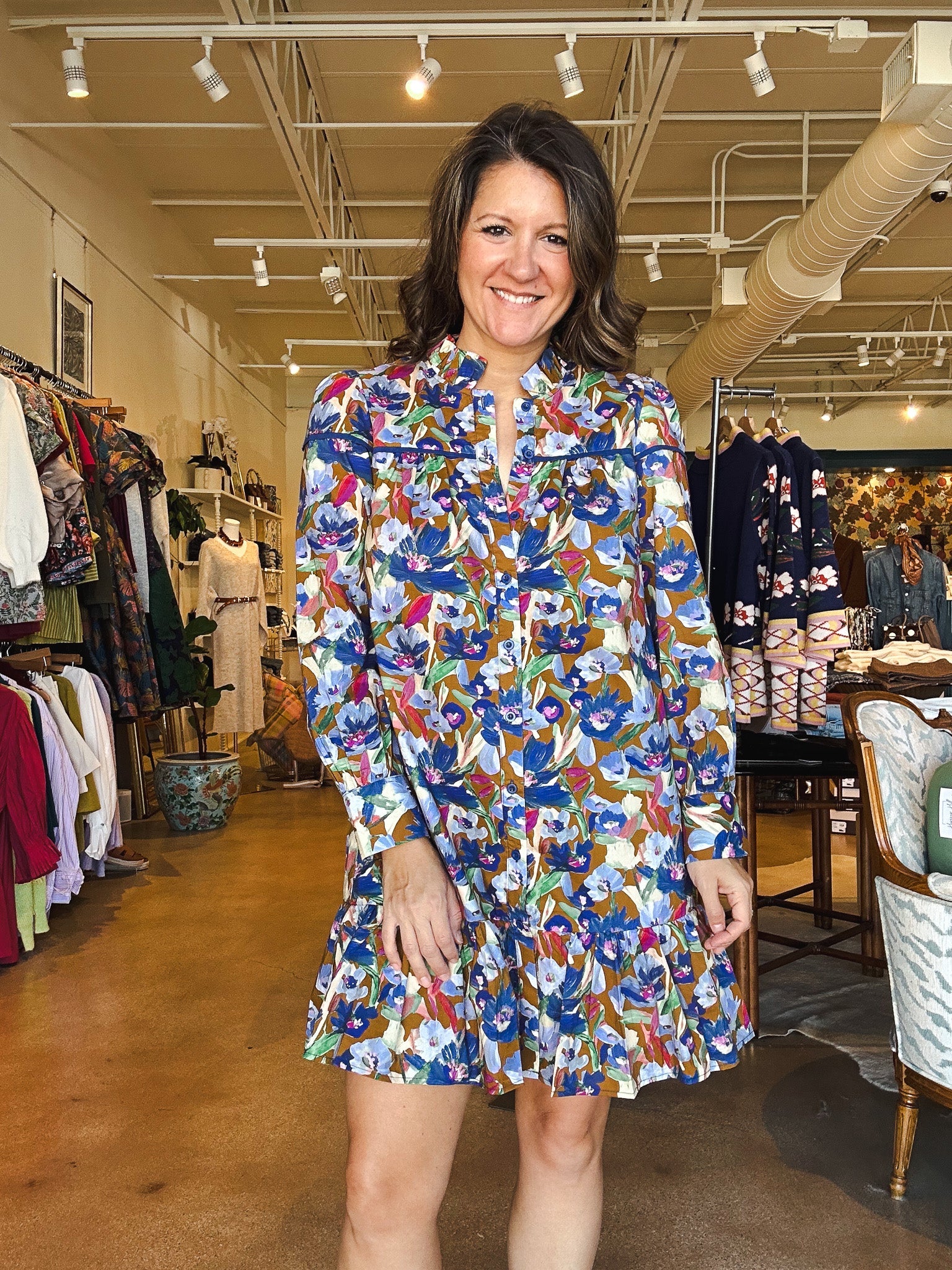 Blue Meadow Flounce Dress - Elle Maxine