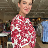 Blythe Short Sleeve Blouse - Red Floral - Elle Maxine