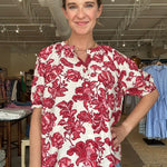 Blythe Short Sleeve Blouse - Red Floral - Elle Maxine