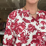 Blythe Short Sleeve Blouse - Red Floral - Elle Maxine