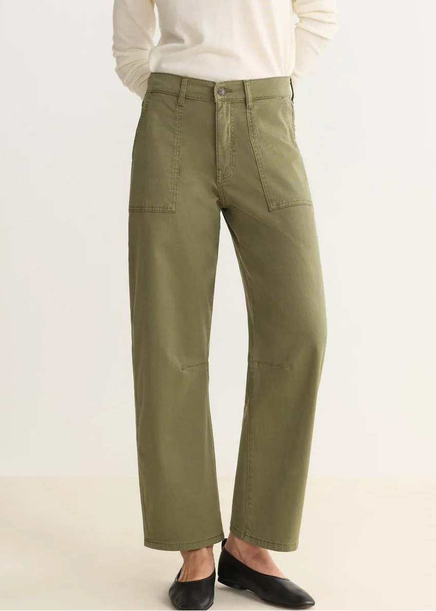 BNA Soft Curve Barrel Twill Pant - Laurel Green - Elle Maxine