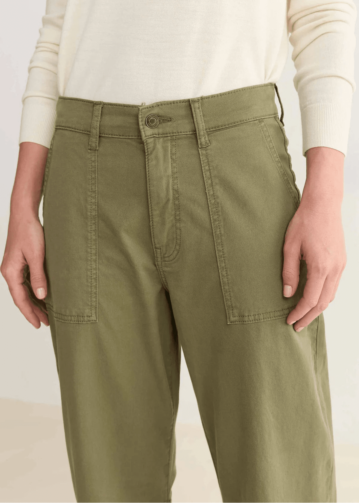 BNA Soft Curve Barrel Twill Pant - Laurel Green - Elle Maxine