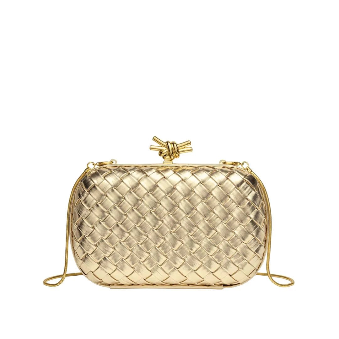 Bonsoir Woven Clutch - Gold - Elle Maxine