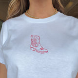 Boots Embroidered Tee - Elle Maxine