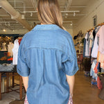 Brandon Button Down Top- Denim - Elle Maxine