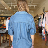 Brandon Button Down Top- Denim - Elle Maxine