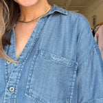 Brandon Button Down Top- Denim - Elle Maxine