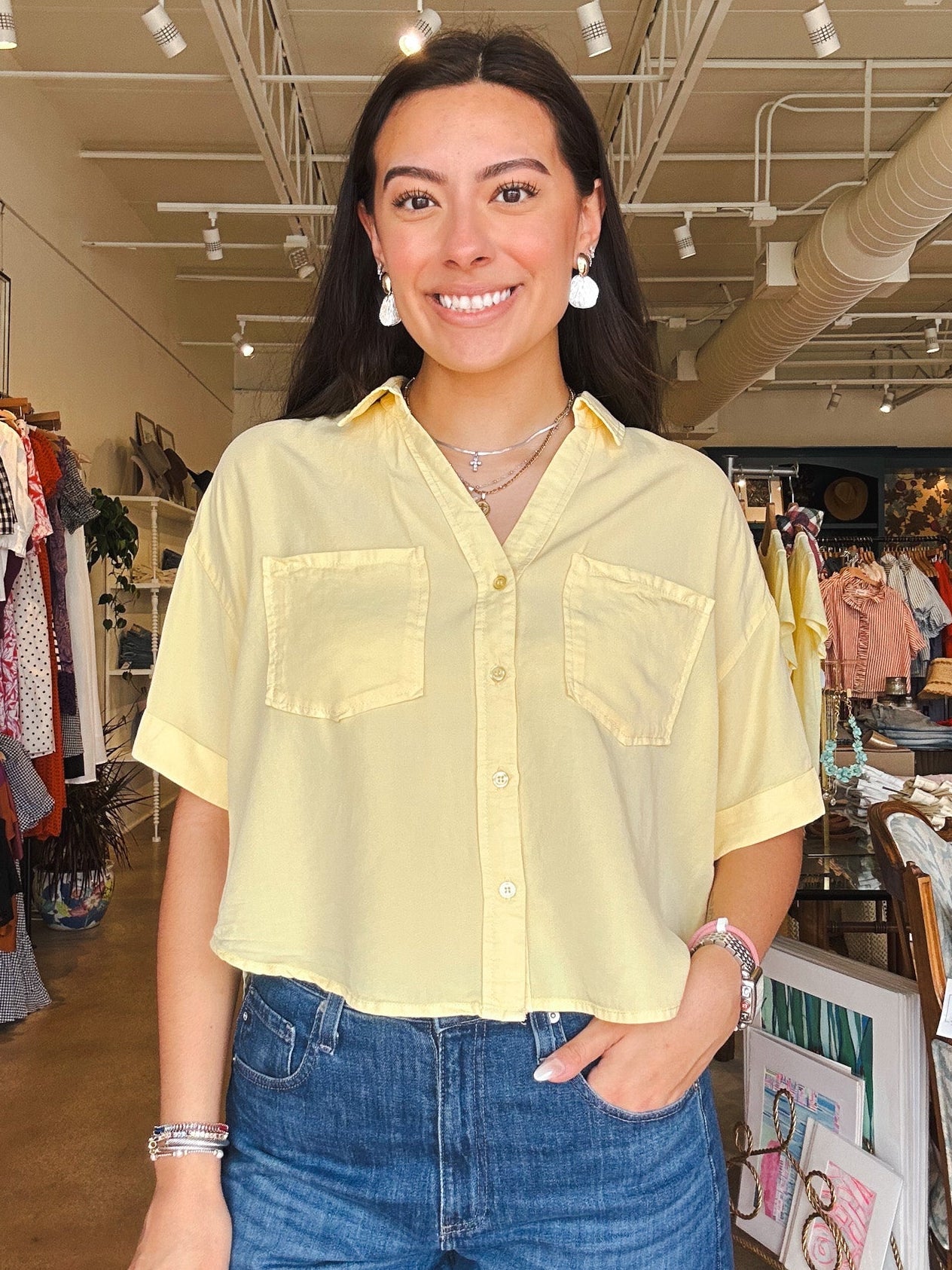 Brandon Button Down Top - Sunrise - Elle Maxine