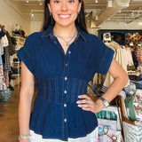 Brielle Darted Blouse - Navy - Elle Maxine