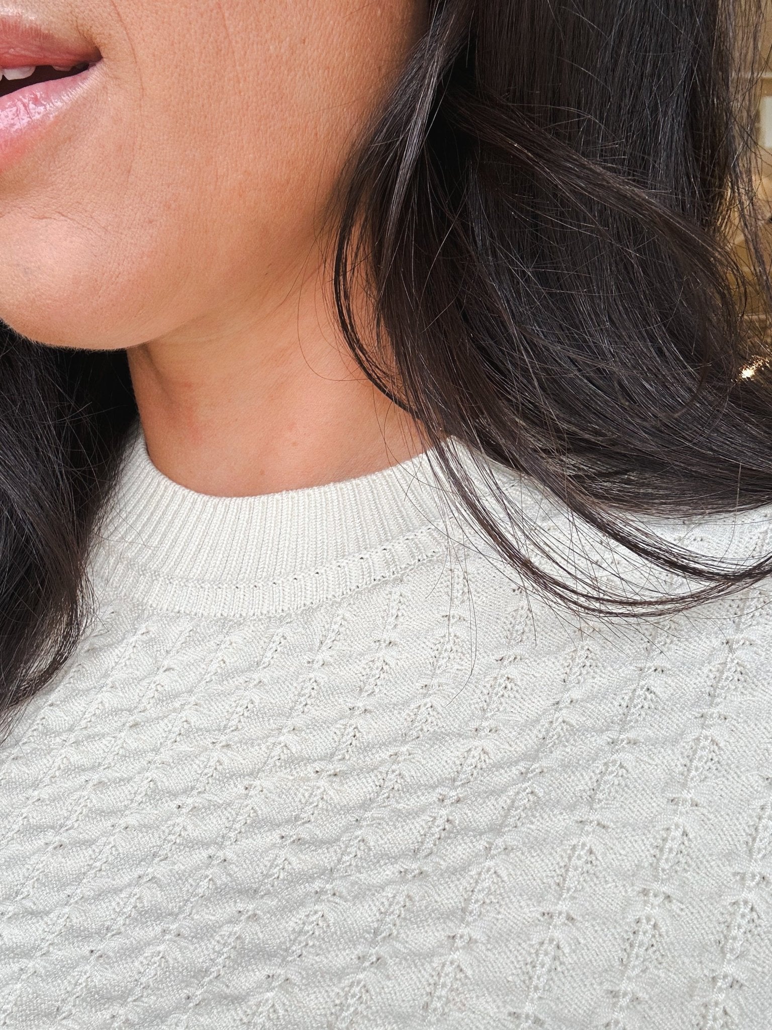 Britney Textured Knit Top - Cream - Elle Maxine