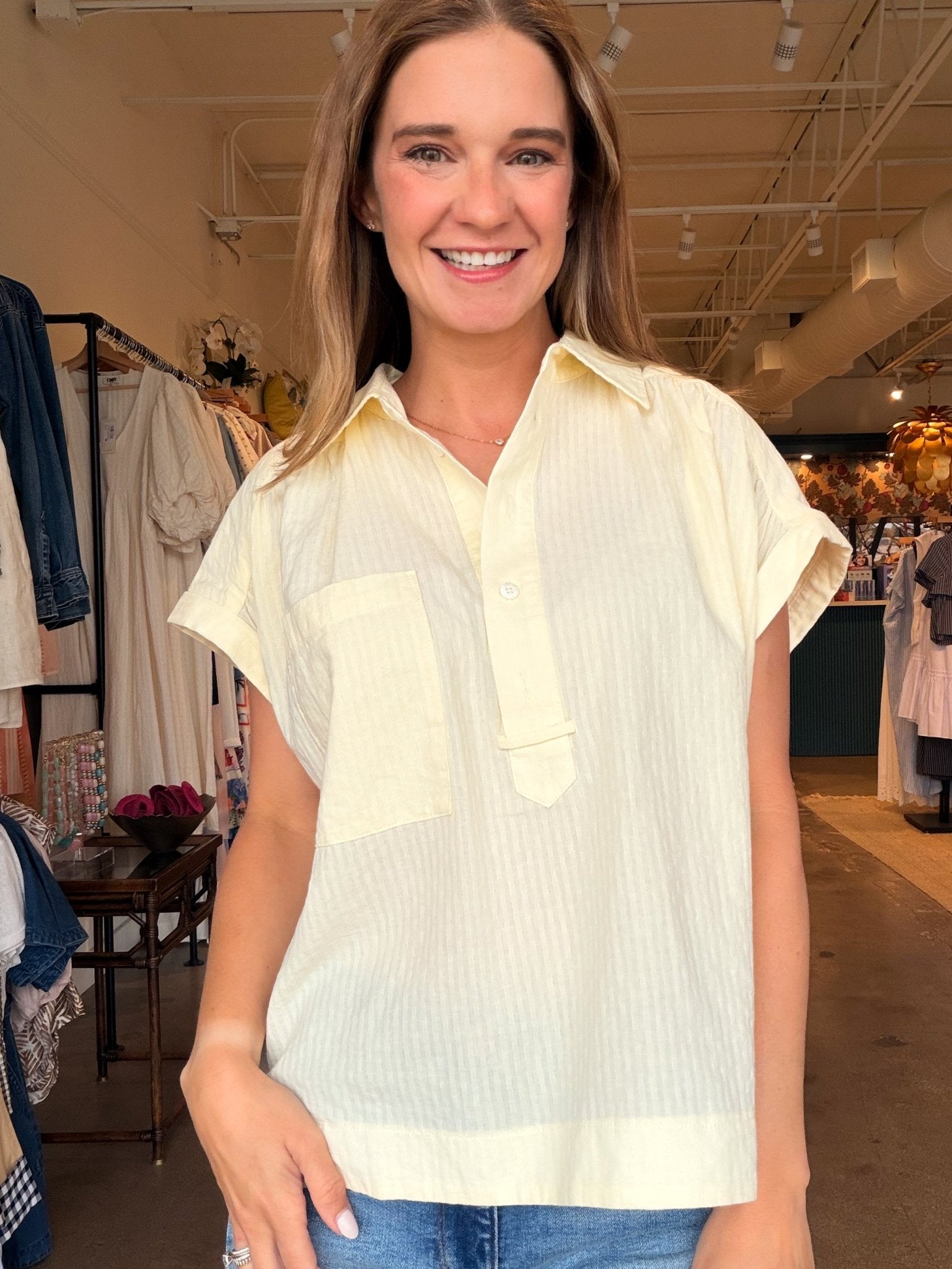 Brizea Collared Poplin Top - Elle Maxine