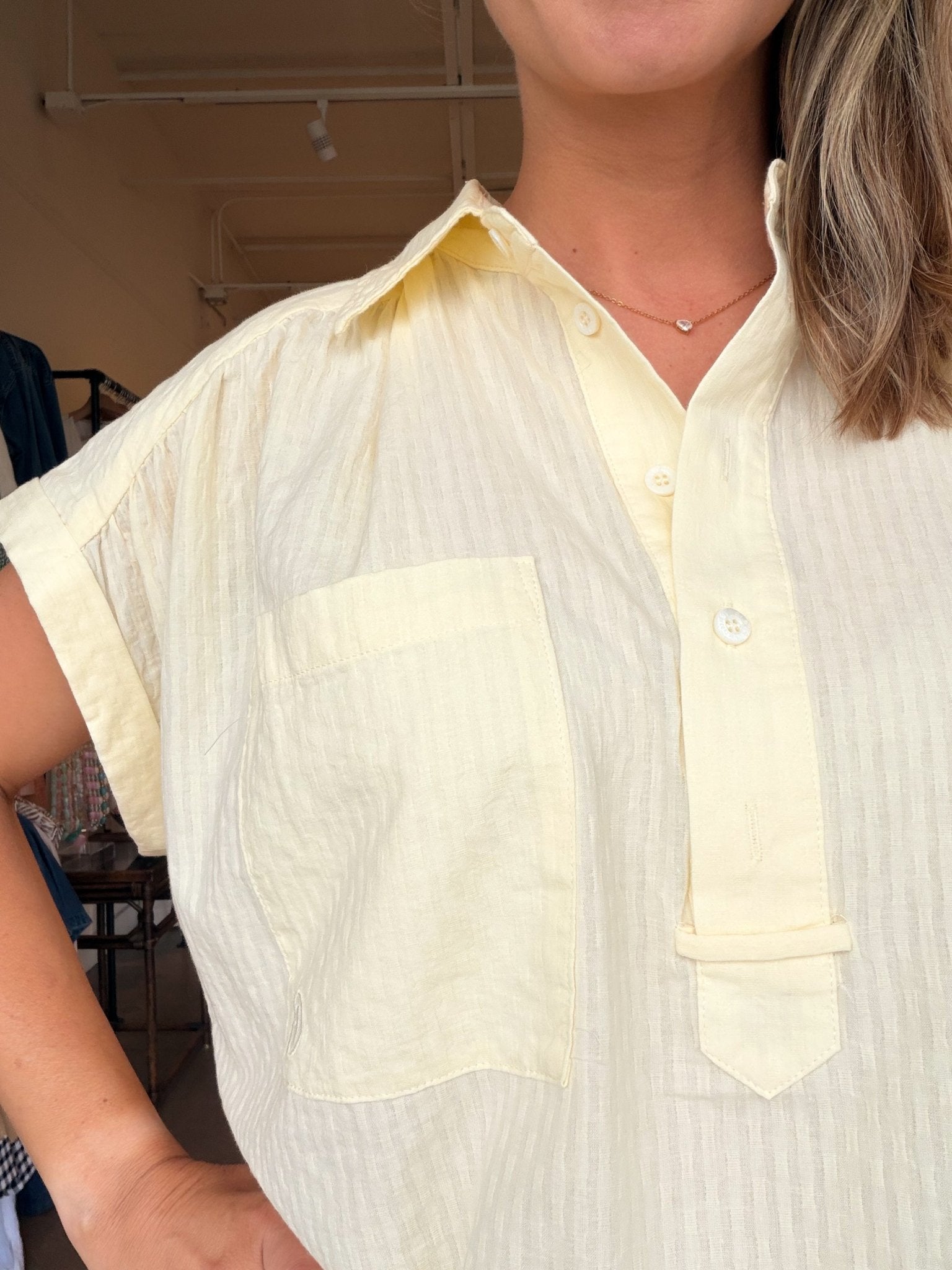 Brizea Collared Poplin Top - Elle Maxine