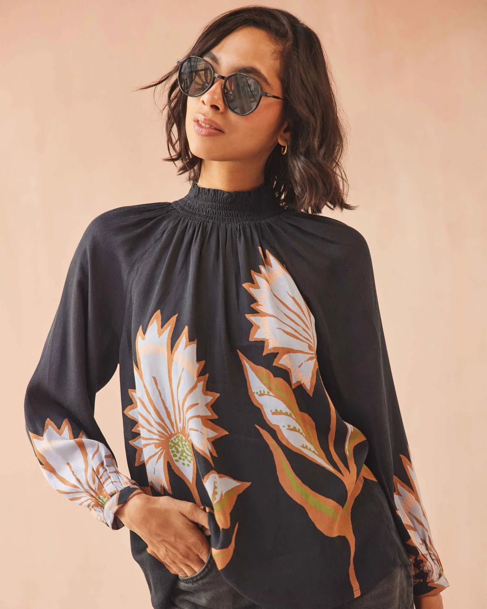 Brooke Blouse - Obsidian Floral - Elle Maxine