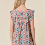 Brooke Printed Pleated Back Tank - Elle Maxine