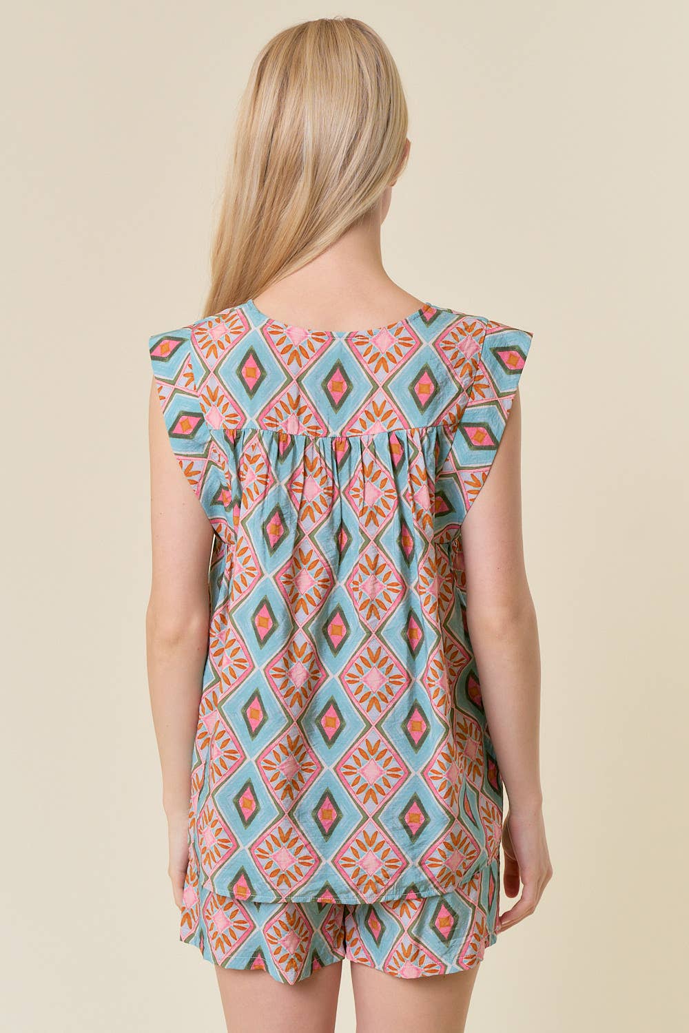 Brooke Printed Pleated Back Tank - Elle Maxine
