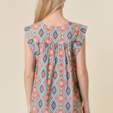 Brooke Printed Pleated Back Tank - Elle Maxine