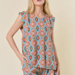 Brooke Printed Pleated Back Tank - Elle Maxine