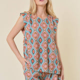 Brooke Printed Pleated Back Tank - Elle Maxine