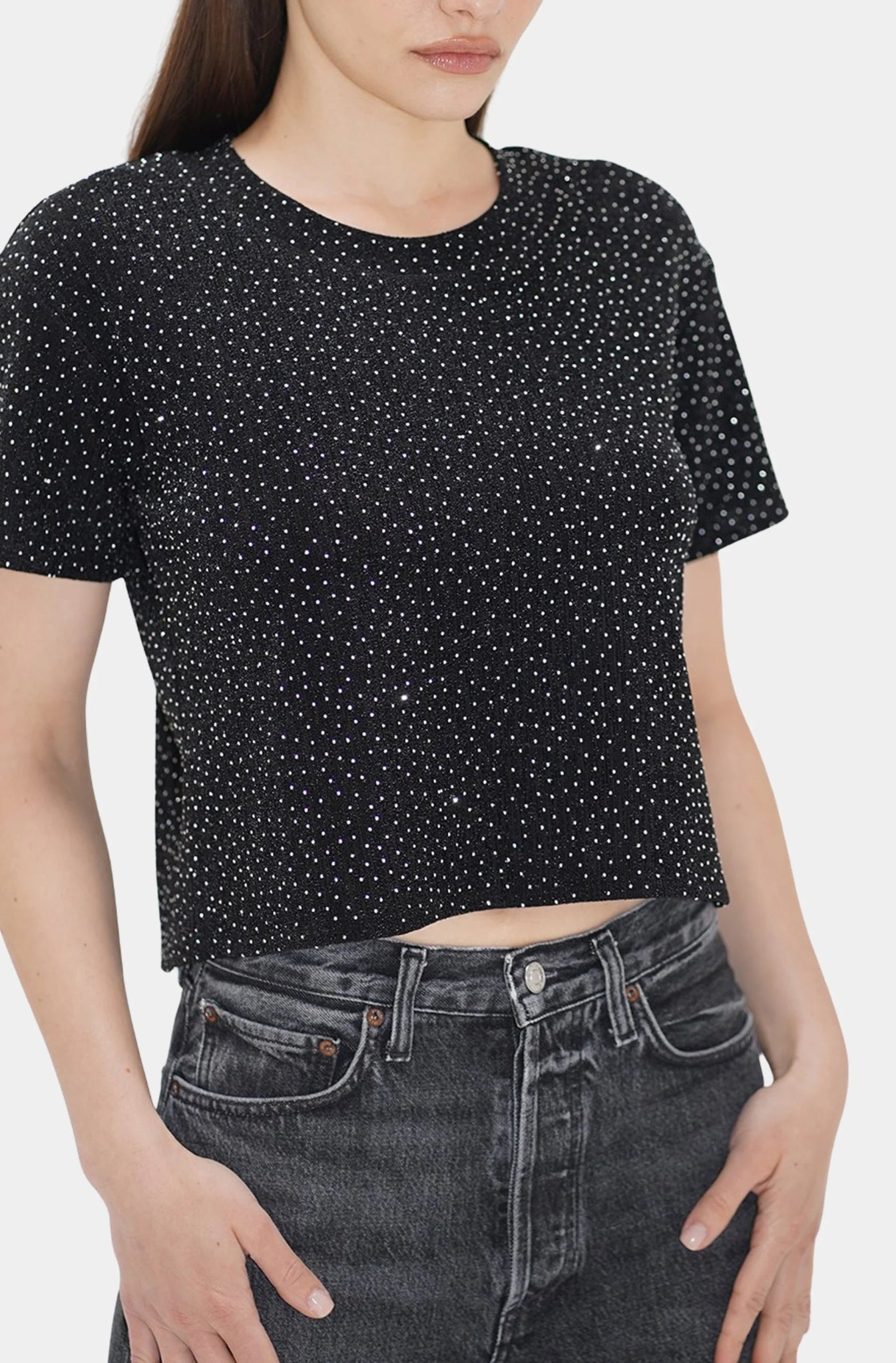 Brooklyn Studded Tee - Black - Elle Maxine