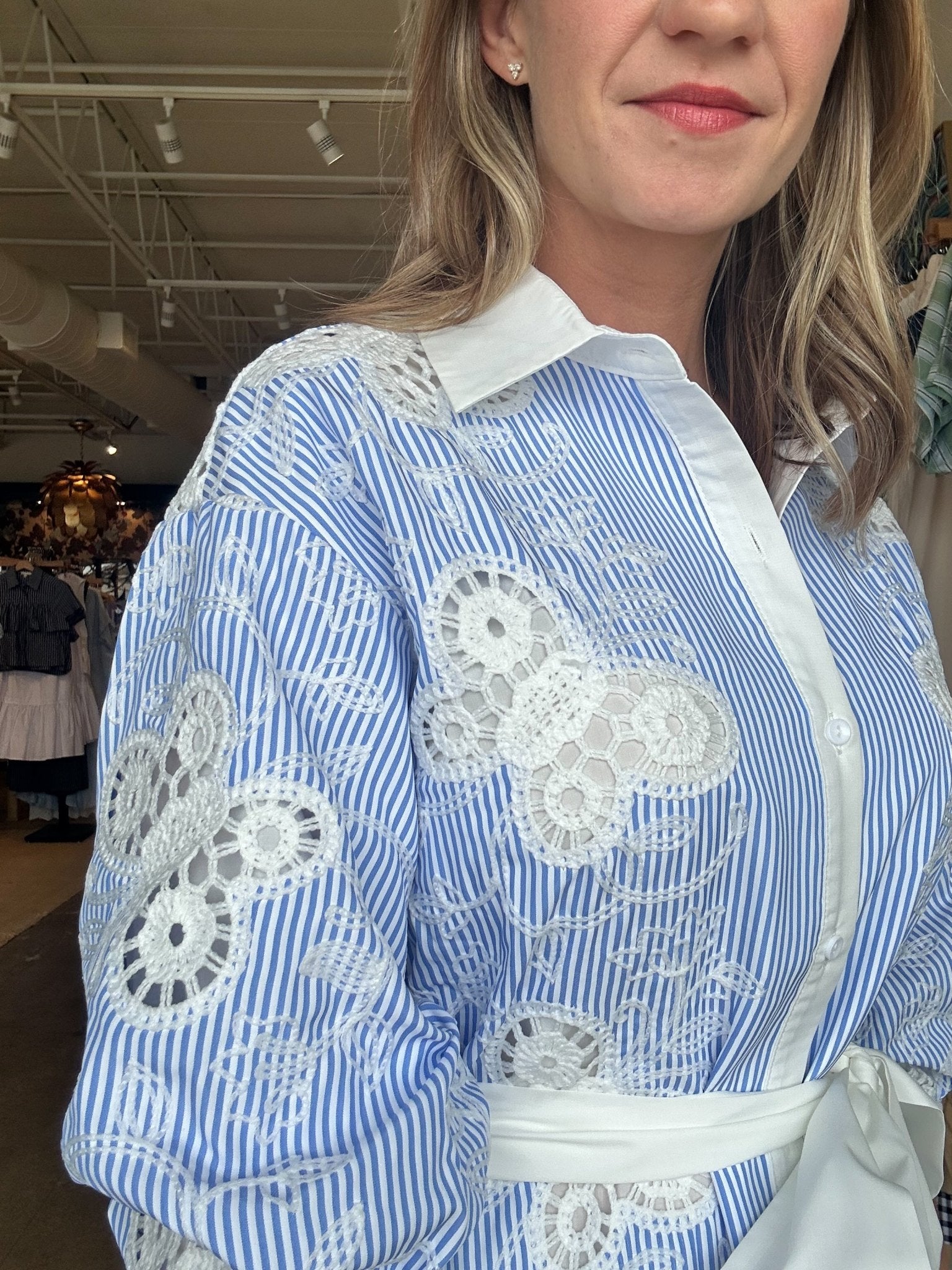 Butterfly Eyelet Belted Dress - Elle Maxine