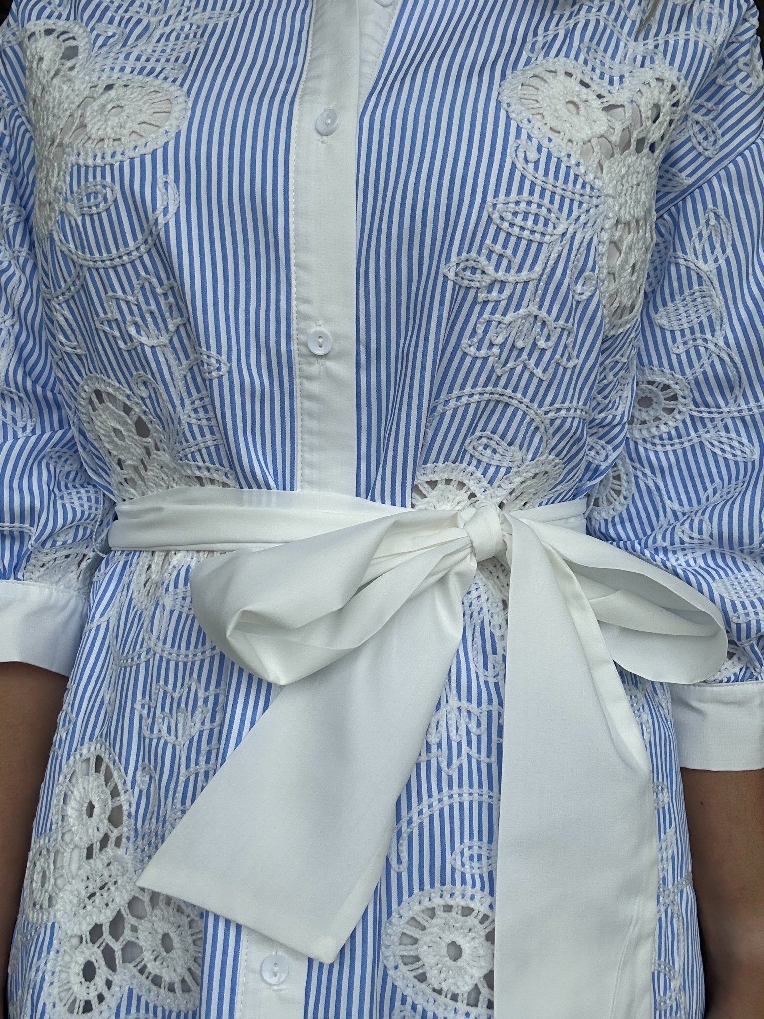 Butterfly Eyelet Belted Dress - Elle Maxine