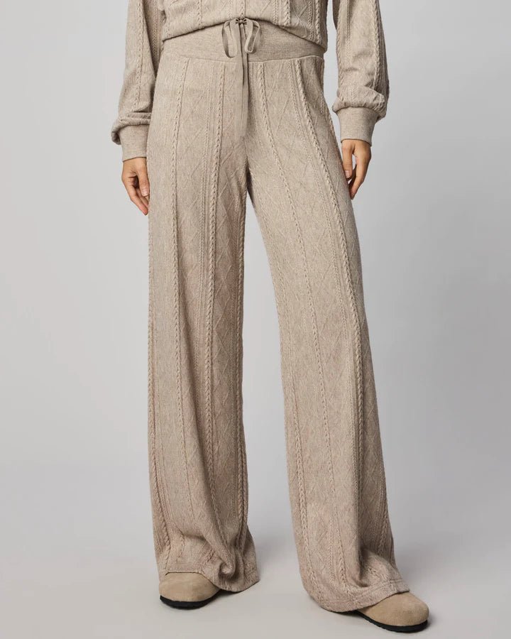 Cable Lounge Wide Leg Pant - Cappucino - Elle Maxine