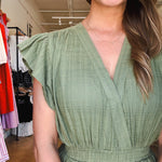 Callie Linen Romper - Olive - Elle Maxine